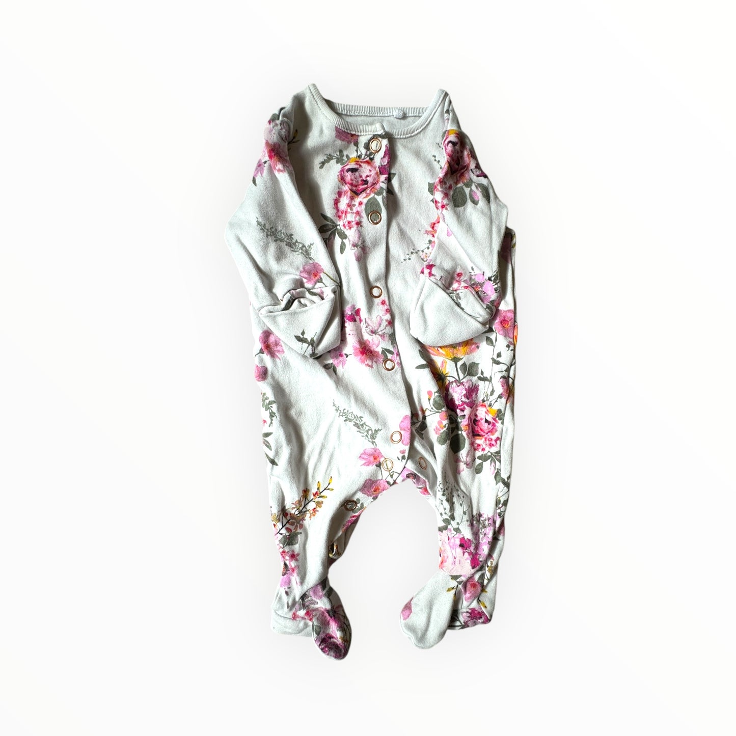 0-1m floral white onsie next